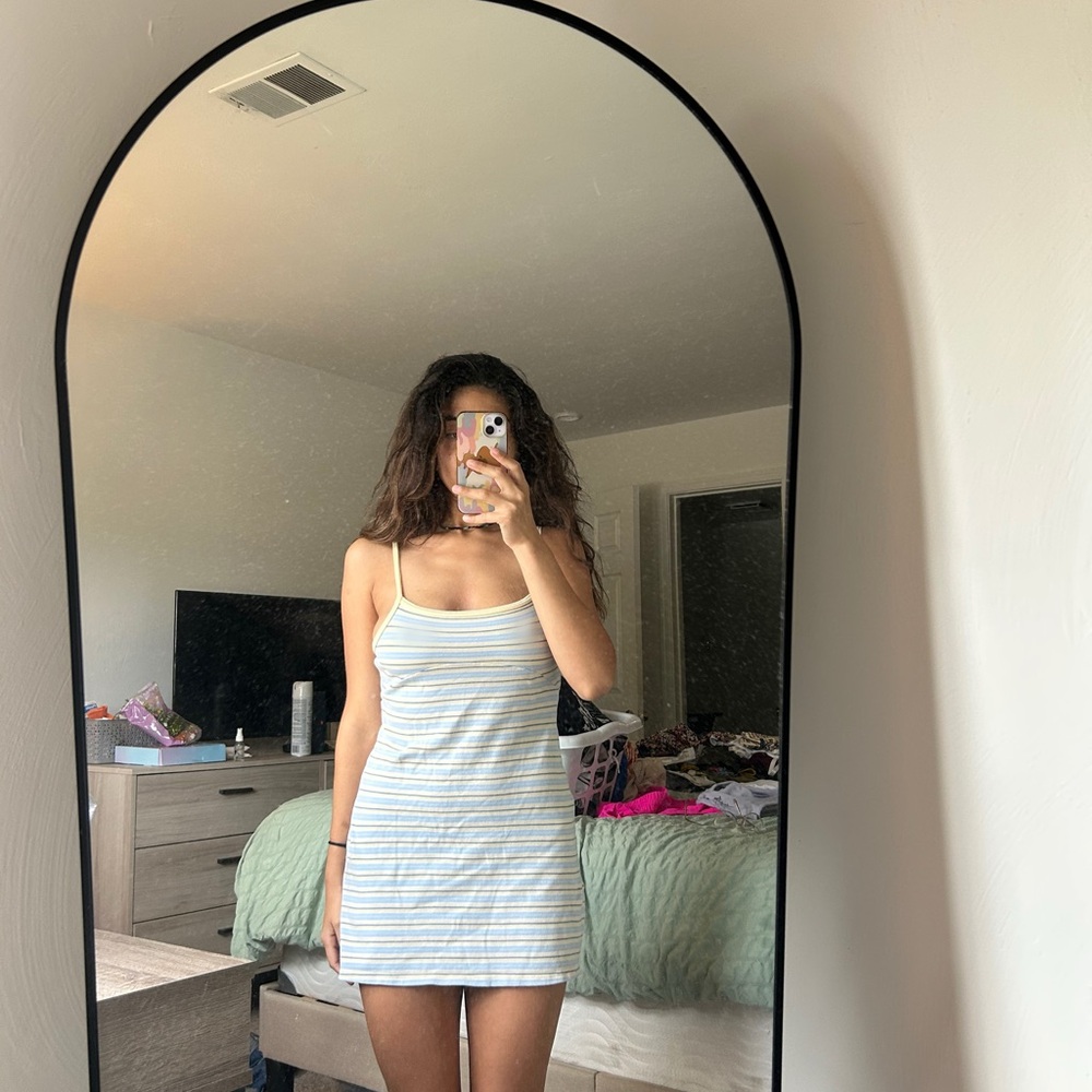 Striped White and Blue Dress